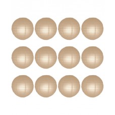 12" Paper Lanterns Round 'Latte' - Regular Wire Value Pack (12 Pieces)